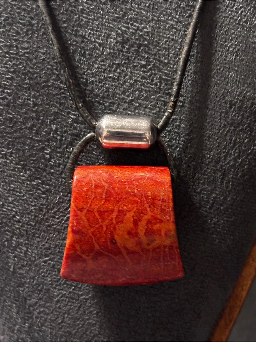Silpada Coral “Cardinal Rule”  Red Pendant Necklace Boho Beach Distressed Surfer